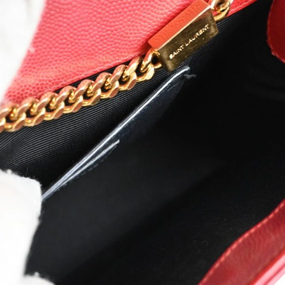 SAINT LAURENT YSL Logo 2Way Chain Shoulder Clutch Bag Red GHW Italy 22RF821 - Picture 10 of 16